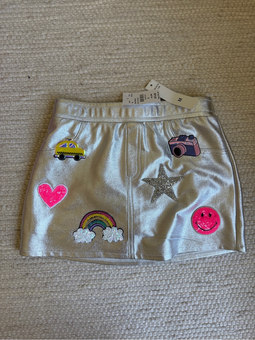 MIA New York Girls Silver Metallic Patch Skirt